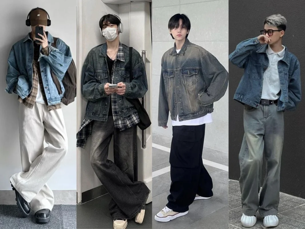 phối áo denim nam đẹp